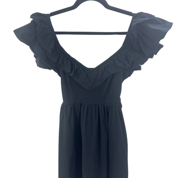 Hill House Home Ava Dress Black Midi Ruffle Off Shoulder Smocked Pockets - Picture 4 of 12